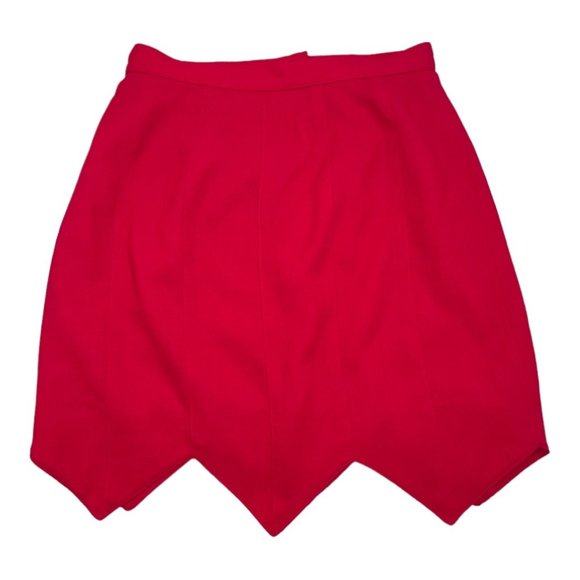 Vintage 1980's Gemma Kahng New York Red Wool Mini Skirt Size 12 - Picture 3 of 11